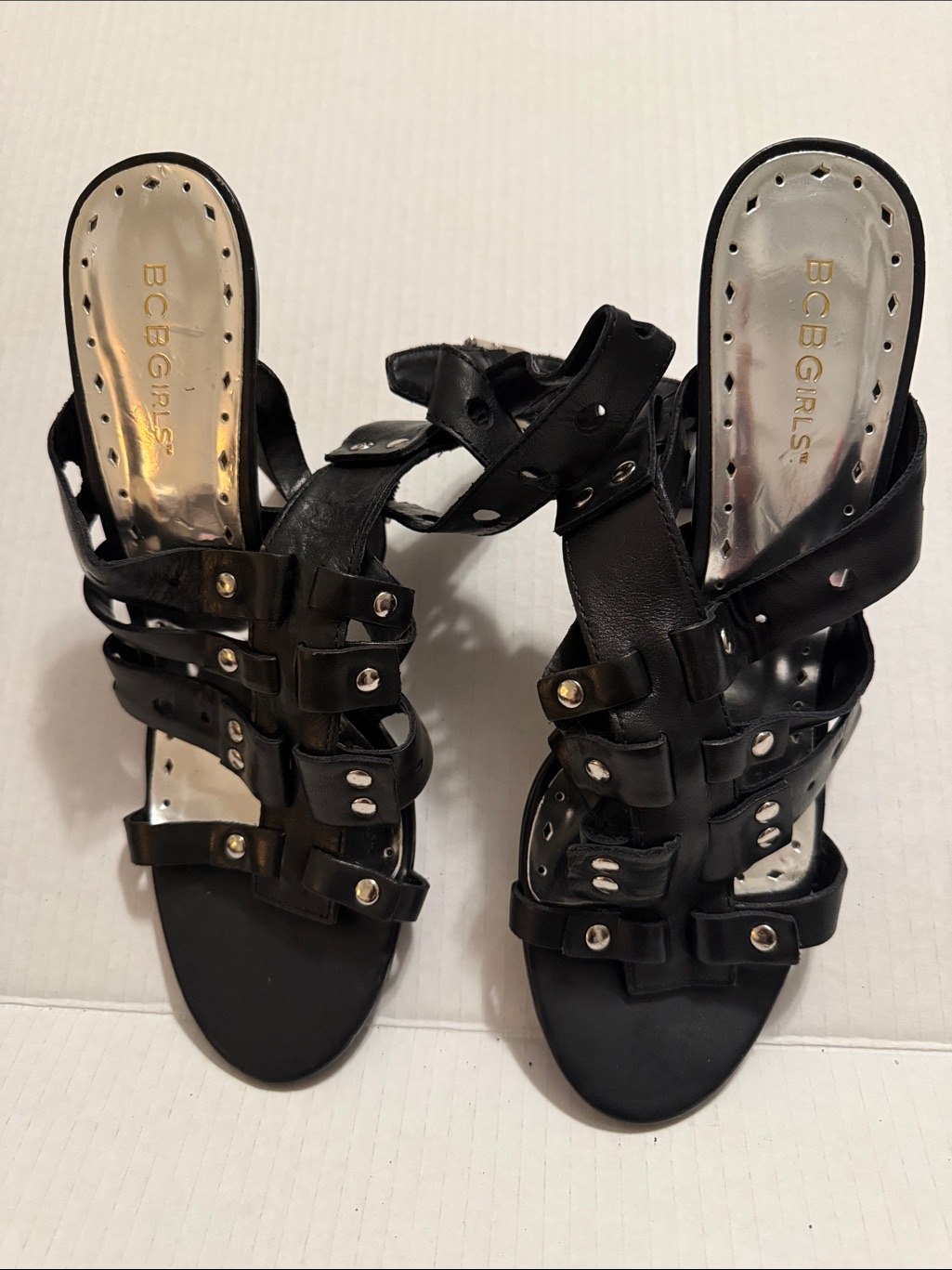 Bcbgeneration Black Strappy Stud Detail Heels